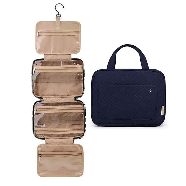 BAGSMART Toiletry Bag Travel Bag with Hanging Hook, Water-resistant Makeup Cosmetic Bag Travel Organizer for Accessories, Shampoo, Full Sized Container, Toiletries