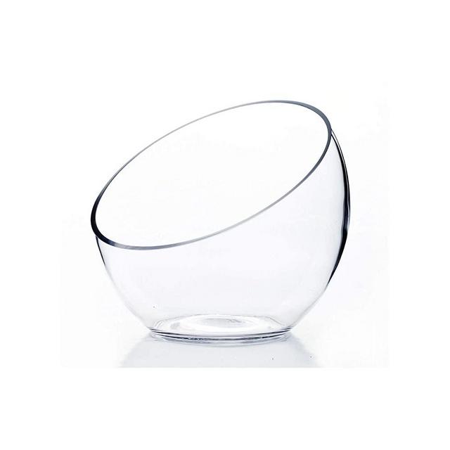 WGV Slant Cut Bowl Glass Vase, Width 7", Height 6", Clear Terrarium, Candy Dish, Fruit Jar, Floral Container for Wedding Party Event, Home Office Decor, 1 Piece