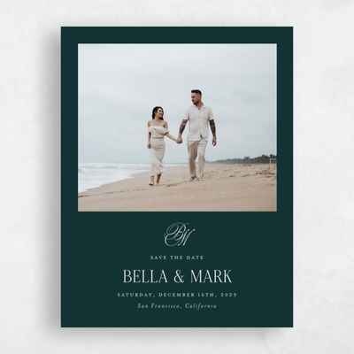 Dark Emerald, Green Wedding Save the Date - Kennedy Portrait