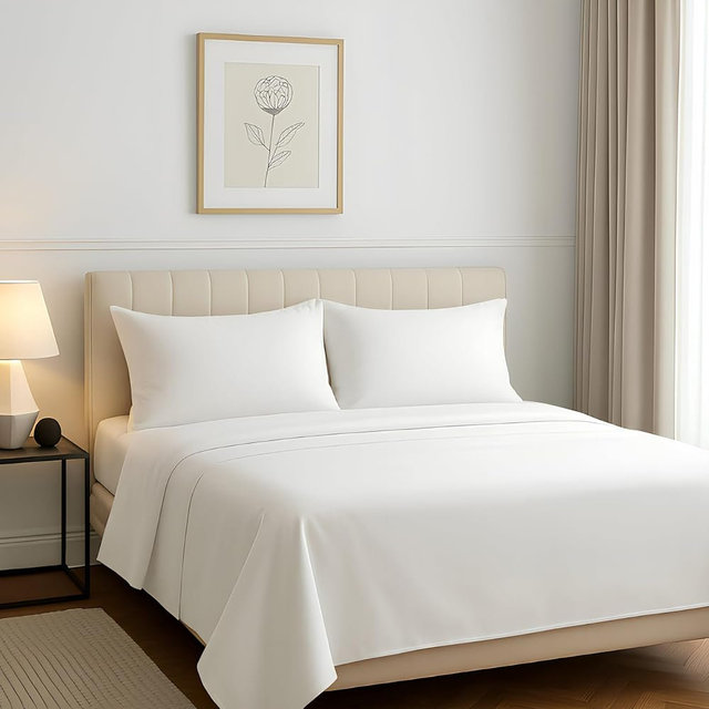 Carressa Linen High Thread Count Sheets Queen Size - Luxury 1200 Series 100% Egyptian Cotton Queen Size Bed Sheets (4 PC, White), Soft, Cooling, Sateen Weave 17" Deep Pocket Hotel Bed Sheet Set