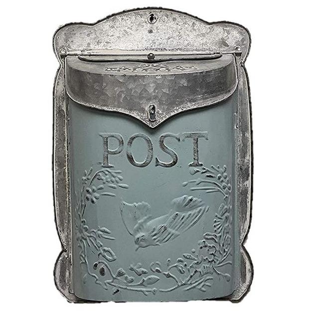The Nifty Nook I Vintage Style Post Box I Nostalgic Charm Home Decor I Farmhouse Design I 15.9" Height x 11" Wide (blue)