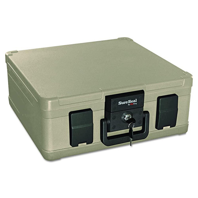 SureSeal by FireKing SS103 1/2 Hour Fireproof Waterproof Safe Chest, Fits Letter and A4 Sized Documents, 0.27 CU FT Storage Capacity,Taupe