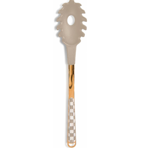 Mackenzie Childs Kitchen Pasta Spoon, Brown-and-White Mocha Check
