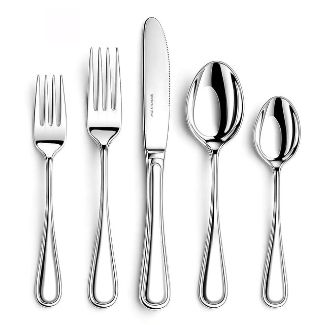 NICE KITCHEN Silverware set for 8,40 Pieces Premium Stainless Steel Silverware set,Mirror Polished Cutlery Set,Heavy Duty Flatware Set for 8,Dishwasher Safe,Luster Series