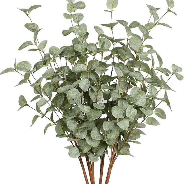 VGIA 12 Pcs 27" Eucalyptus Stems Greenery Stems Eucalyptus Leaf Spray in Green Silk Plastic Plants Floral Artificial Plants for Home Party Wedding Decoration