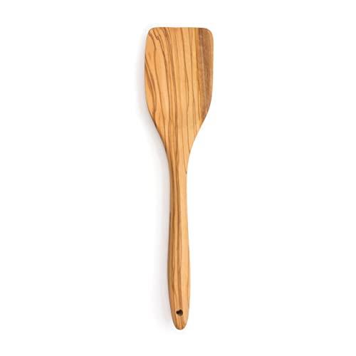 RSVP International Olive Wood Spatula, 12.25" | Rustic, Natural Authentic Italian Olive Wood | Classic Style for Kitchens, Tables | Functional for Scraping Sauces, Serving Vegetables