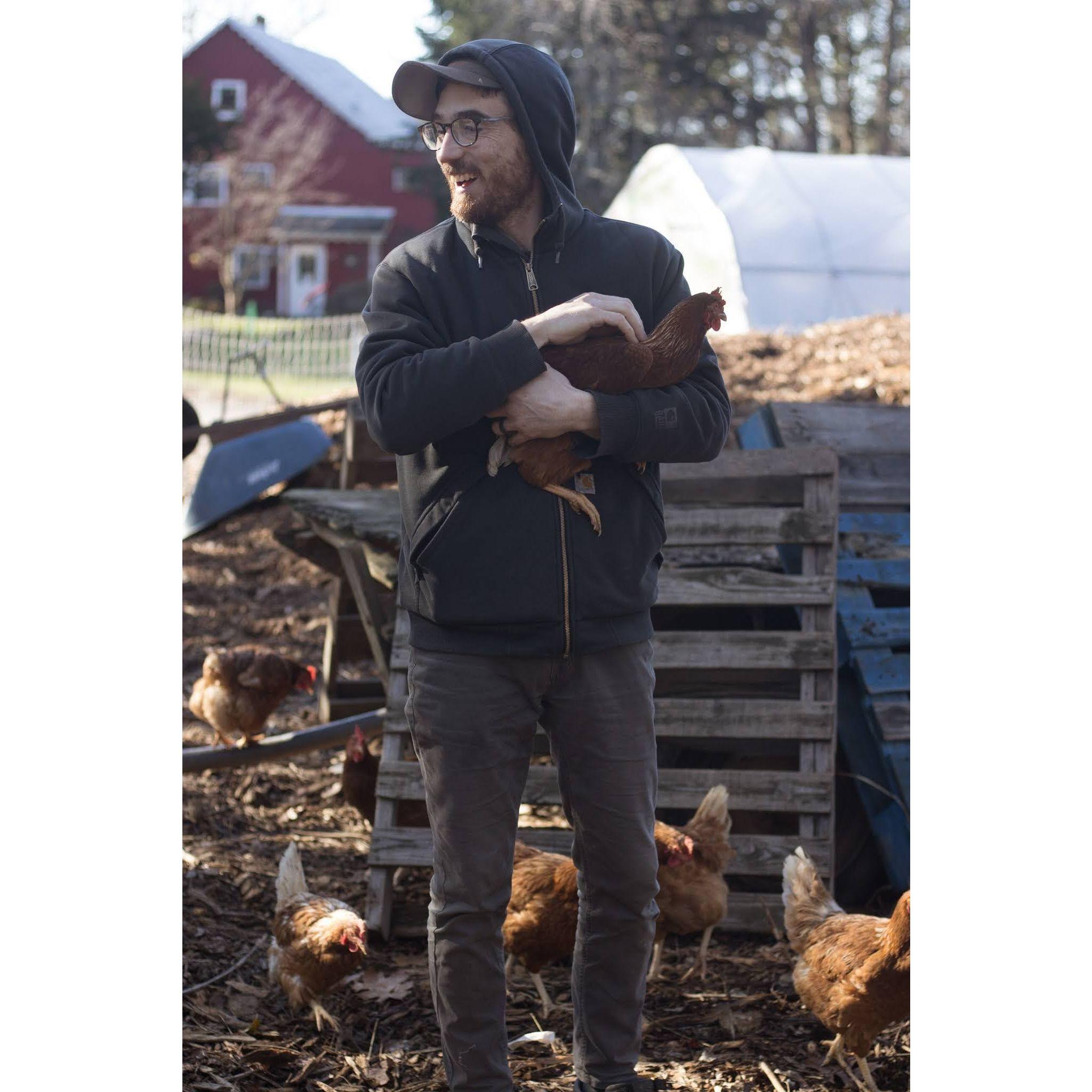 Tim and his Chickens! Photo taken by Tim's sister Sophie!