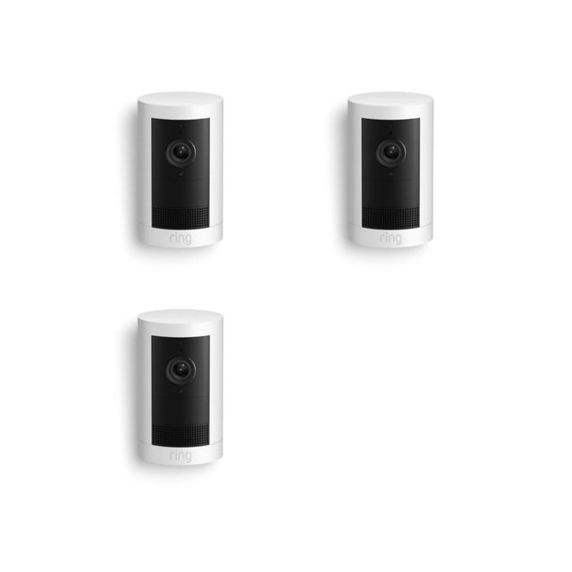 Introducing Ring Outdoor Cam Plus, Battery — Wide-Angle 2K Video with Ring Vision, Low-Light Sight for full-color night vision, Mount-Anywhere Versatility, 3-Pack, White