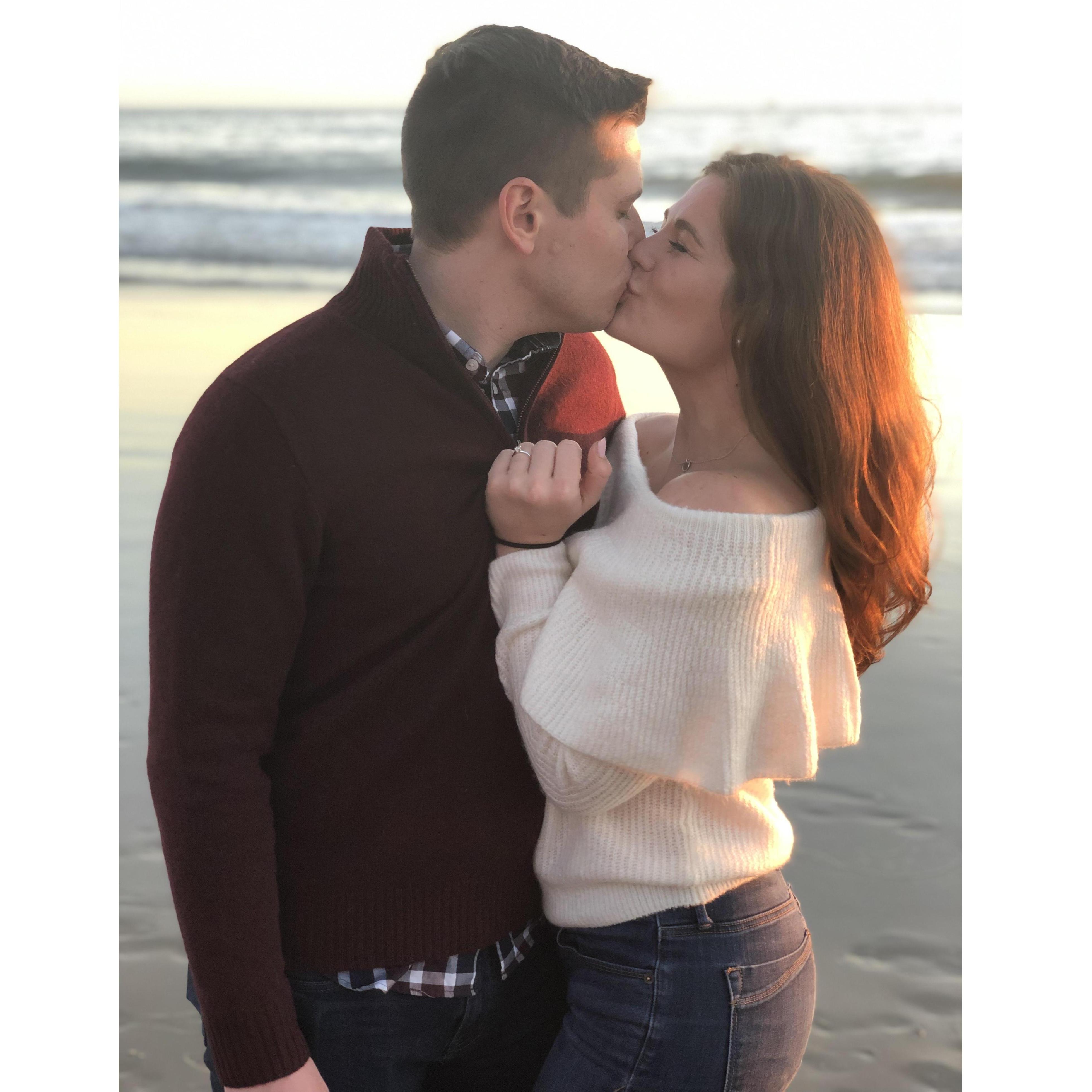 A smooch after the proposal