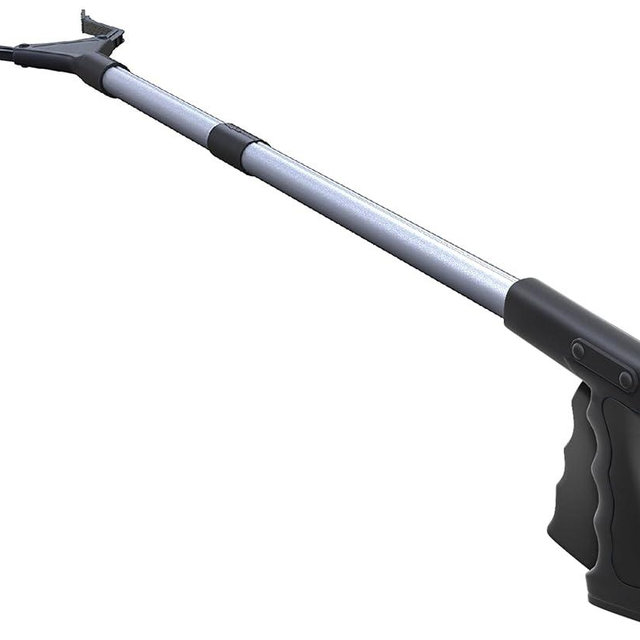 FitPlus 2024 Upgrade PowerGrip T9, Grabber Reacher Tool, Wide Jaw, Foldable, Steel Cable, with 96 Grip Points for Firm Grip, 32" with Magnet (Black, 32 Inch)