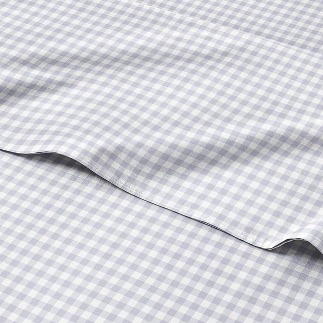 Grey Gingham Sheets - 1 Flat & 1 Fitted Sheet & 2 Pillowcases w/ Deep Pockets - Grid, Plaid, Checkered Pattern Bed Set - Wrinkle & Fade Resistant - Ultra-Soft, Breathable and Cooling - Queen Size