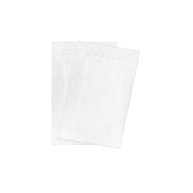 American Soft Linen 100% Cotton Bath Mat Set, 2-Pack, 20 inch by 34 inch, Bath Mats for Bathroom, White