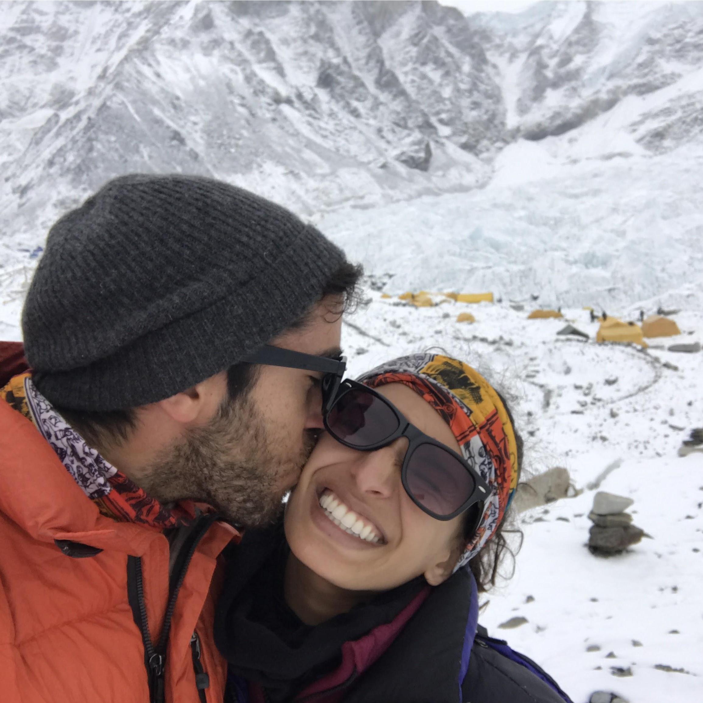 Reaching Everest Base Camp during our 12 day trek in the Himalayas.