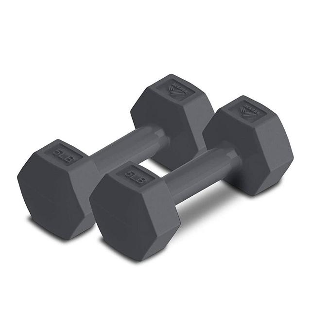 RBX Vinyl Coated Hand Weight Dumbbell Set - Hex Shaped, Roll Free for Body Building/Sculpting/Strength Training Exercise, (Set of 2)