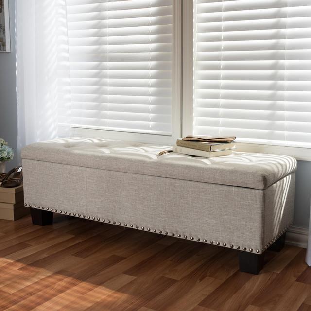 Hannah Beige Storage Ottoman Bench