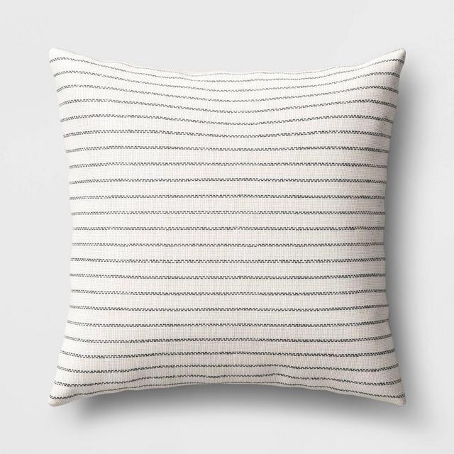 Square Striped Throw Pillow Black/Cream - Threshold™