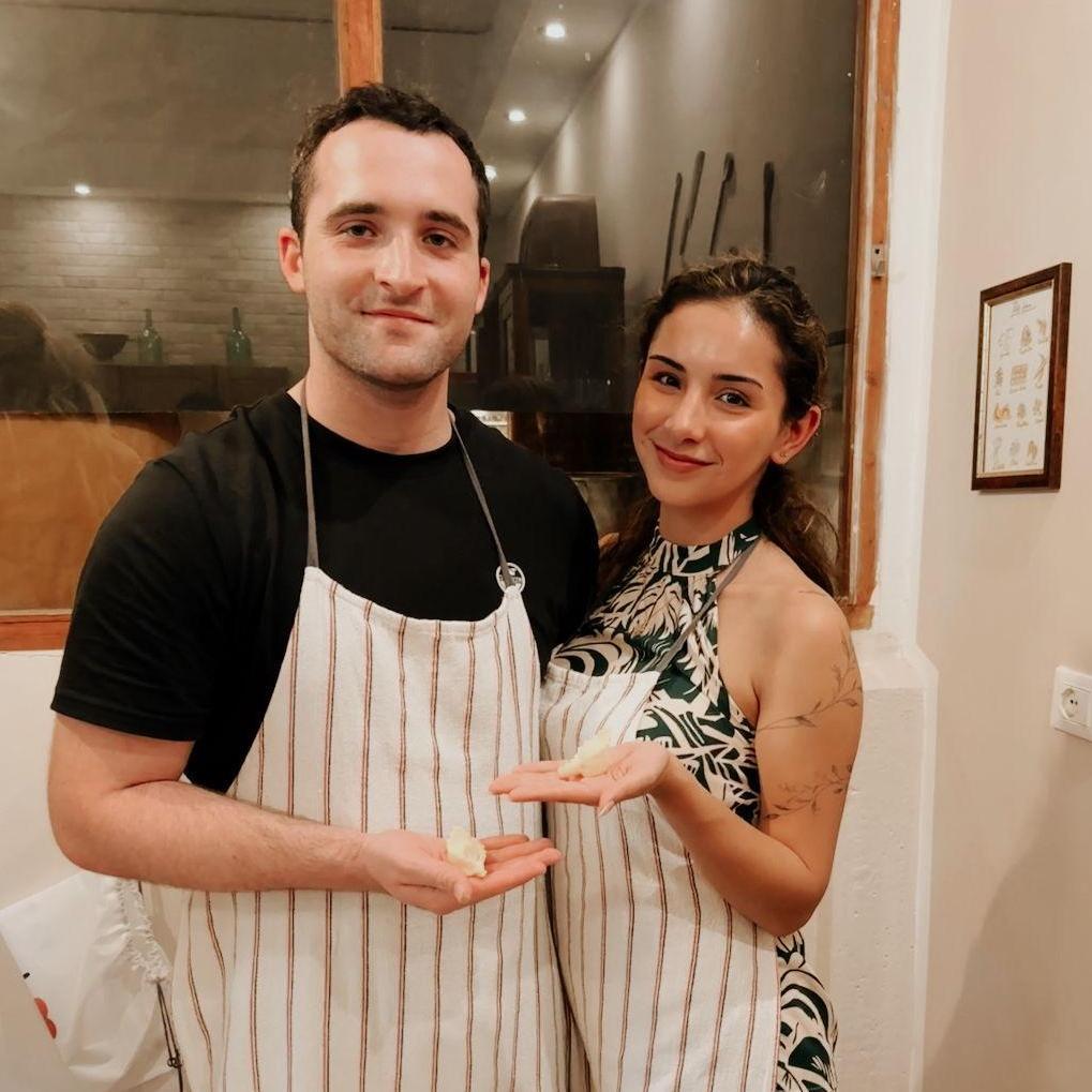 Learning to make pasta together in Italy