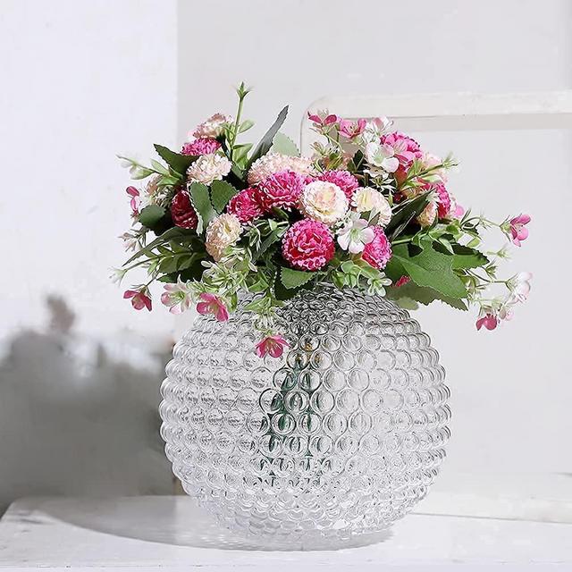 Magcolor Small Glass Round Vase for Weddings, Events, Decorating, Arrangements, Flowers, Office, or Home Décor, Pack of 1 (6.9“ Tall 6.9“ Wide)