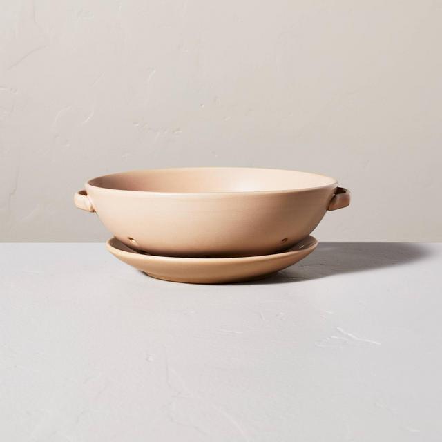 50oz Stoneware Berry Bowl & Saucer Sunset Taupe - Hearth & Hand™ with Magnolia