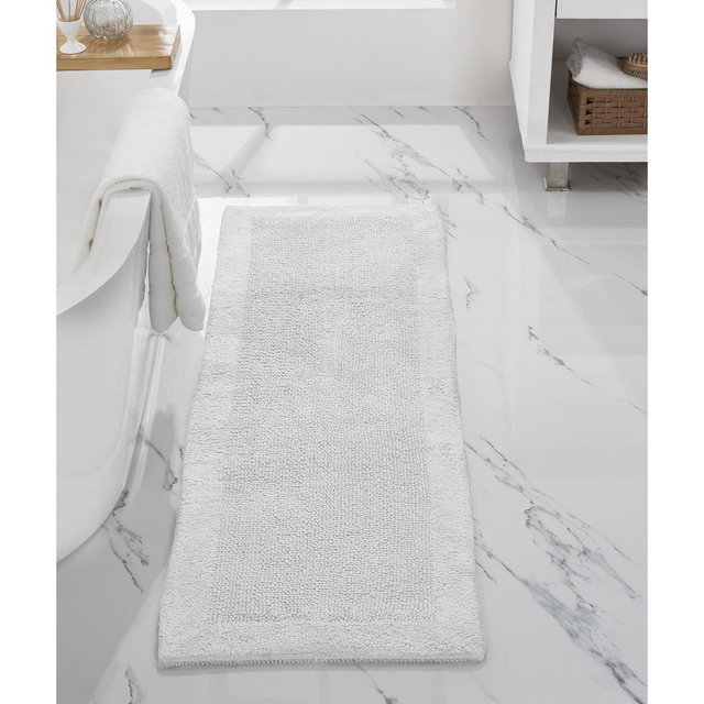 Better Trends Edge 100% Cotton Tufted Reversible Bath Rug 20" x 60" Runner - White