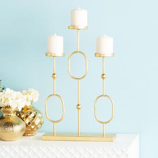 Golden 3-Staggered Candlestick Holder