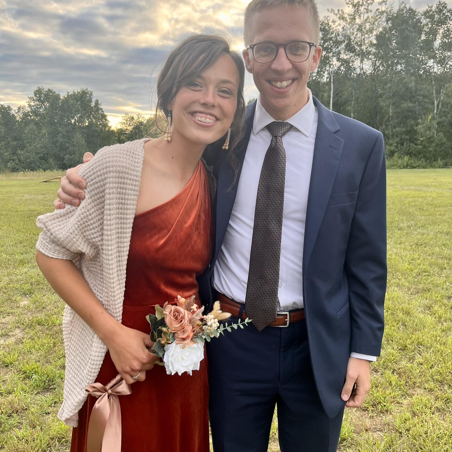 At Audri’s brother’s wedding in August 2025 after 5 months of long distance :)