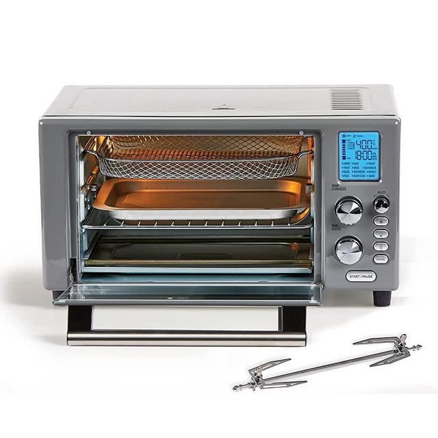 Emeril Lagasse Power Air Fryer 360 Better Than Convection Ovens Hot Air Fryer Oven, Toaster Oven, Bake, Broil, Slow Cook and More Food Dehydrator, Rotisserie Spit, Pizza Function Cookbook Included (Slate)