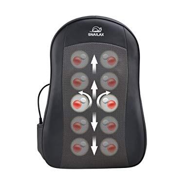 Snailax Cordless Shiatsu Back Massager with Heat Portable Kneading Massage Cushion Massage Chair Pad Relieve Muscle Soreness for Home Office use SL-166