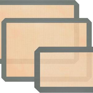 Silicone Baking Mat, 3 Pack Reusable Baking Sheet, Non-Stick ＆ Food Safe Silicone Mats for Baking for Making Cookies Macaroons Bread, Baking Supplies ＆ Accessories