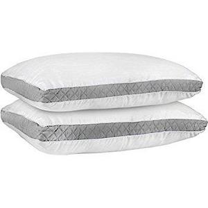 Gusseted Quilted Pillow (Standard/Queen (18 x 26 Inches), Grey) Pack of 2 - Hypo Allergenic and Easy Care - Premium Quality Pillows With Grey Gusset by Utopia Bedding