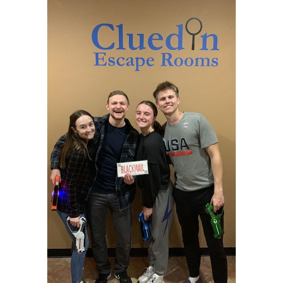 Double date with Zach and Avery at an escape room... we got out!