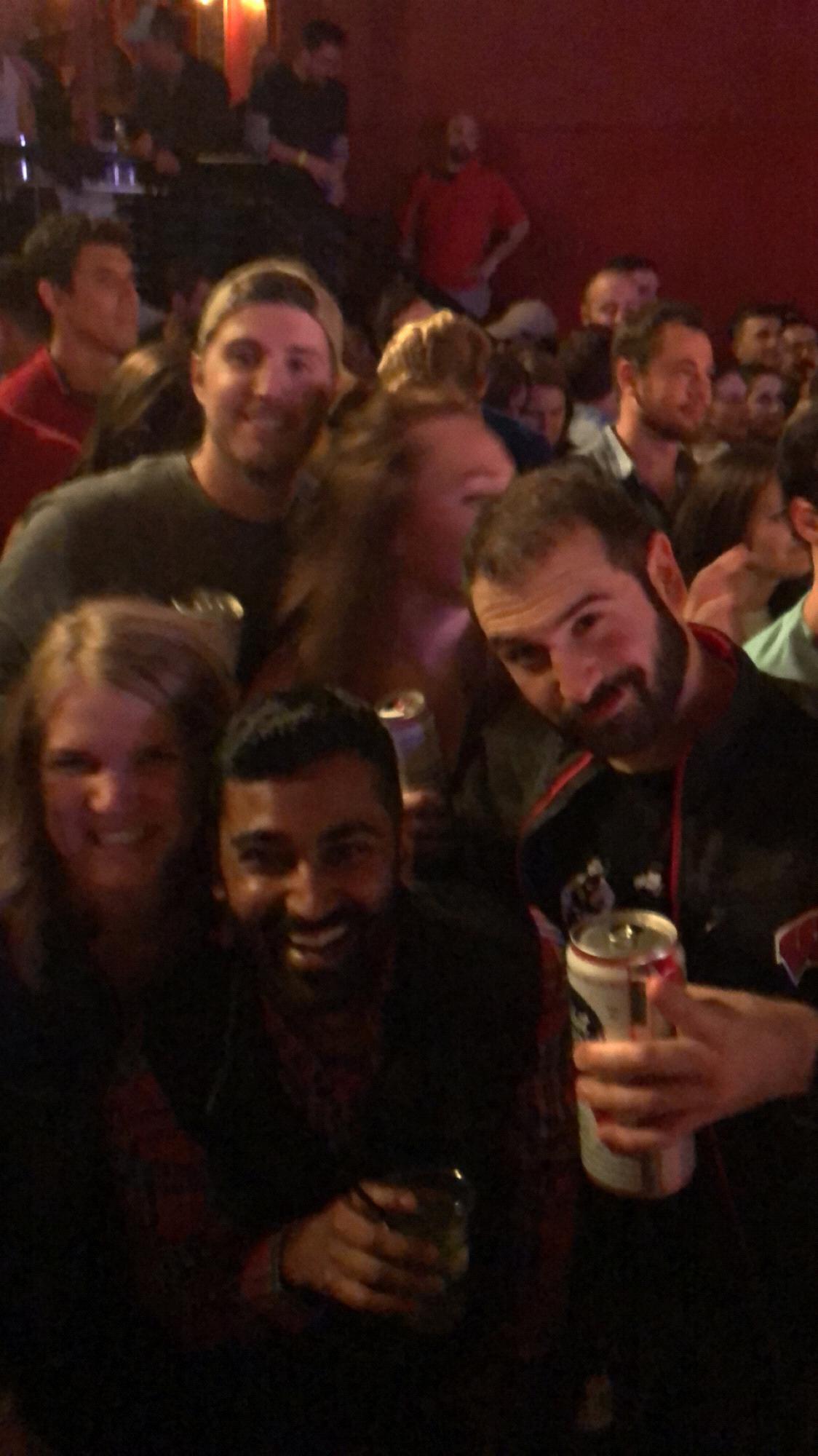 At Rod Tuffcurls and the Benchpress concert with David, groomsman, and Peter, best man