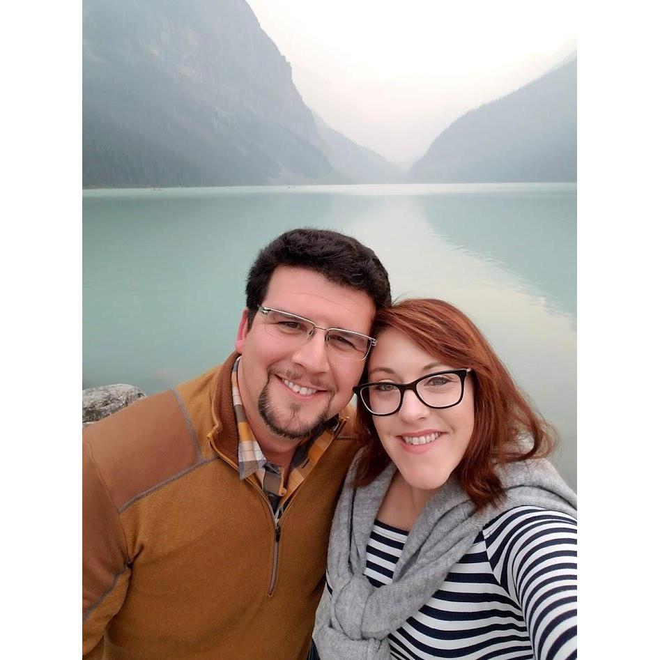Our trip to Lake Louise, in Alberta, Canada. The horrible wildfire smoke couldn't take away our smiles
