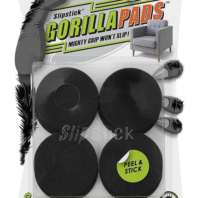 Slipstick GorillaPads Non Slip Furniture Pads/Gripper Floor Protectors (Set of 8) 2 Inch Round Self Adhesive Rubber Stoppers for Furniture Legs, CB151