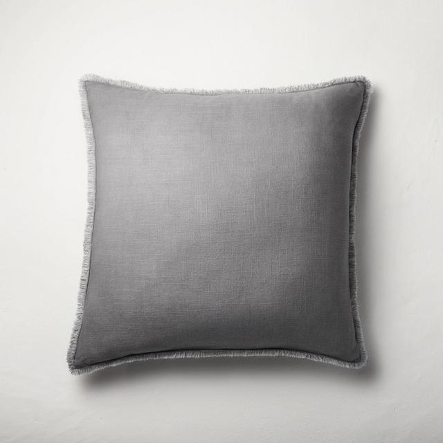 Euro Heavyweight Linen Blend Throw Pillow Dark Gray - Casaluna™