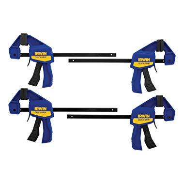 IRWIN QUICK-GRIP 1964758 One-Handed Mini Bar Clamp 4 Pack, 6"