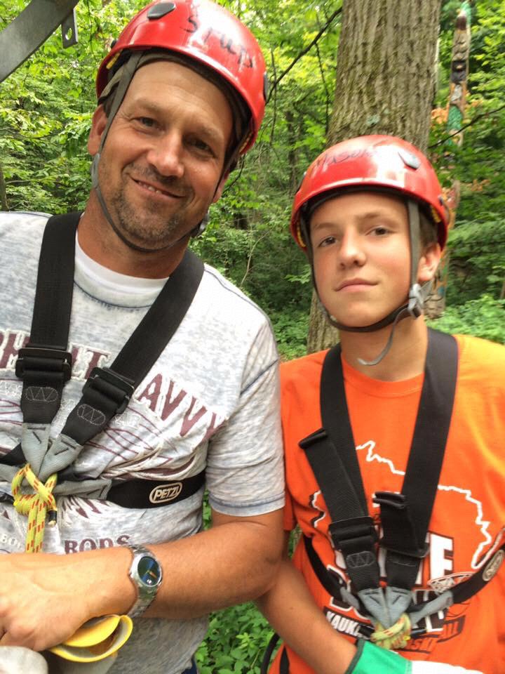 Scott, Mason and I went Zip Lining in Lake Geneva a few years ago and then to Madison to do the BIG slip and slide at my sisters.