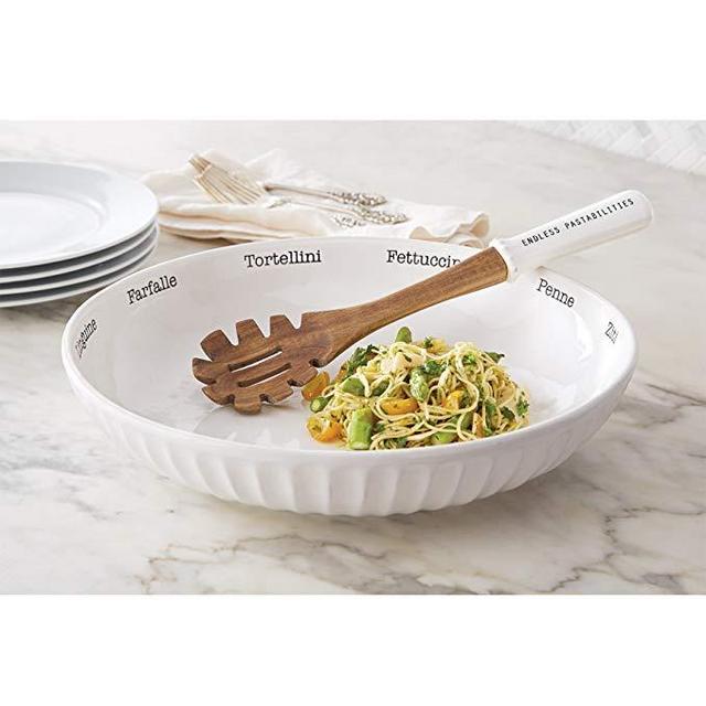 Mud Pie 4601044 Circa Pasta Bowl Set, White