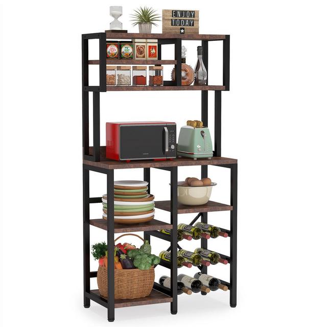Tribesigns Wine Rack 9 Bottles, 7 Tiers Wine Table Bakers Rack