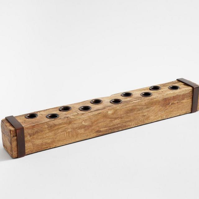 Woodbine Taper Candleholder Centerpiece - Wood/Bronze