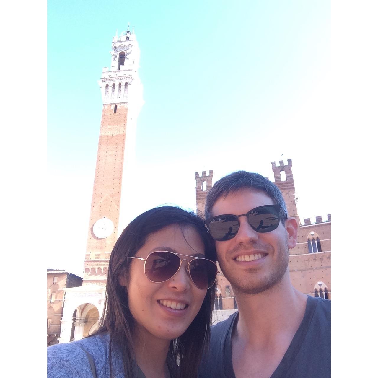 Our first European trip! Loved Tuscany and had our best meal in Montepulciano! Italian house red with a medium rare steak in a small mountain village town. Unforgettable! Taken in Siena Oct, 2016