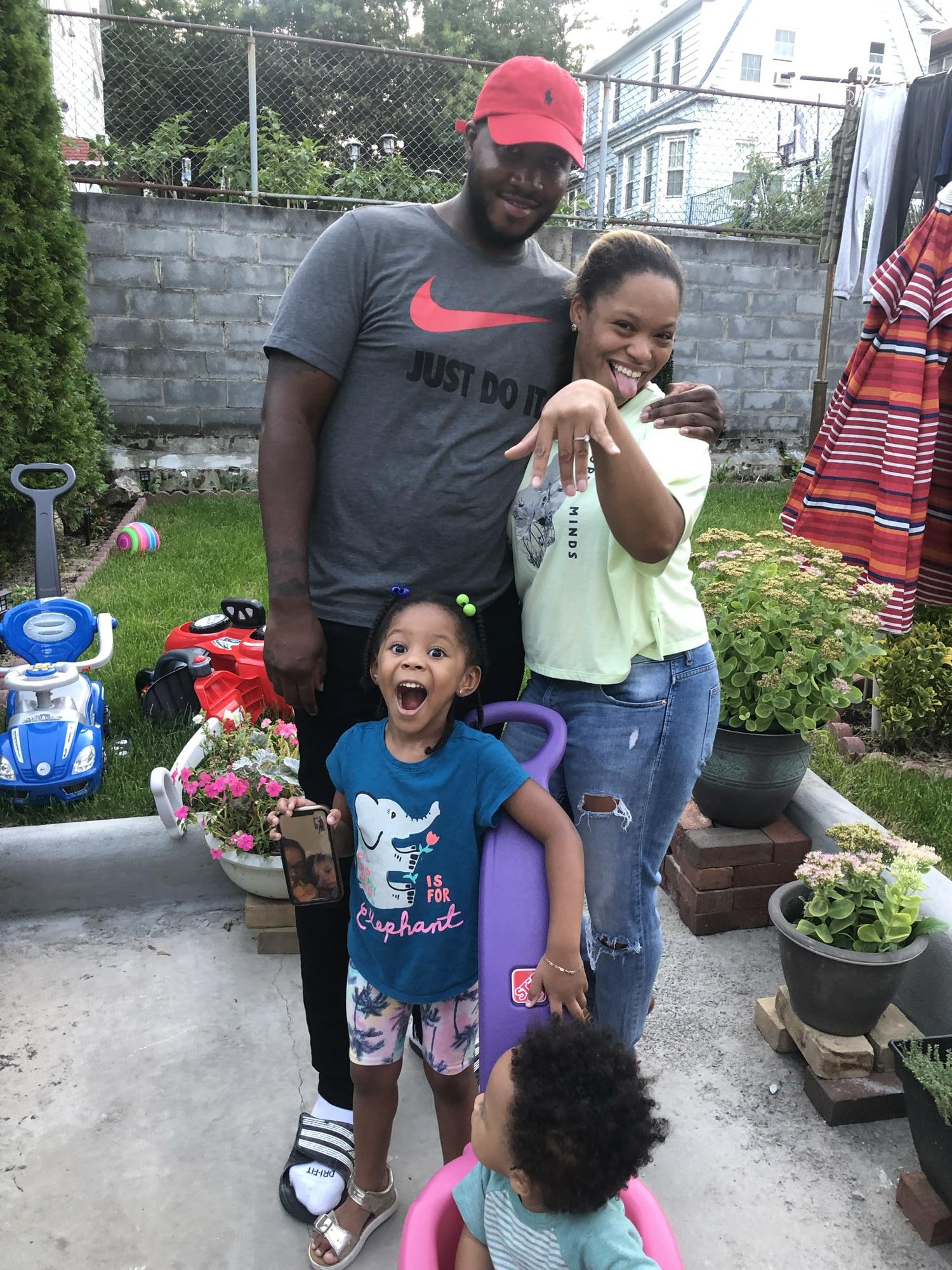 Kevin popped the question while taking the kids for a walk!