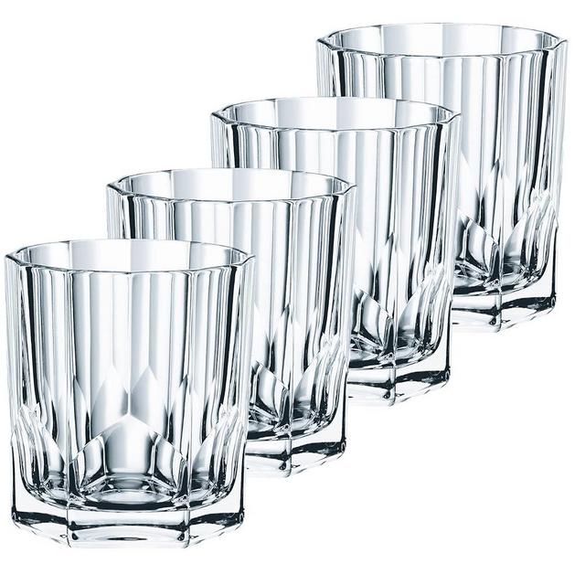 Nachtmann Aspen Collection Whisky Glass, Set of 4, Crystal Double Old Fashioned Cocktail, Solid Whiskey Glasses, Rocks Glasses, Lowball Glasses, 11-Ounce, Dishwasher Safe