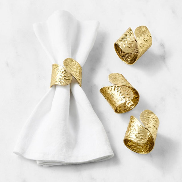 Hammered Cuff napkin ring REVNapkin Ring Set oHammeredGold