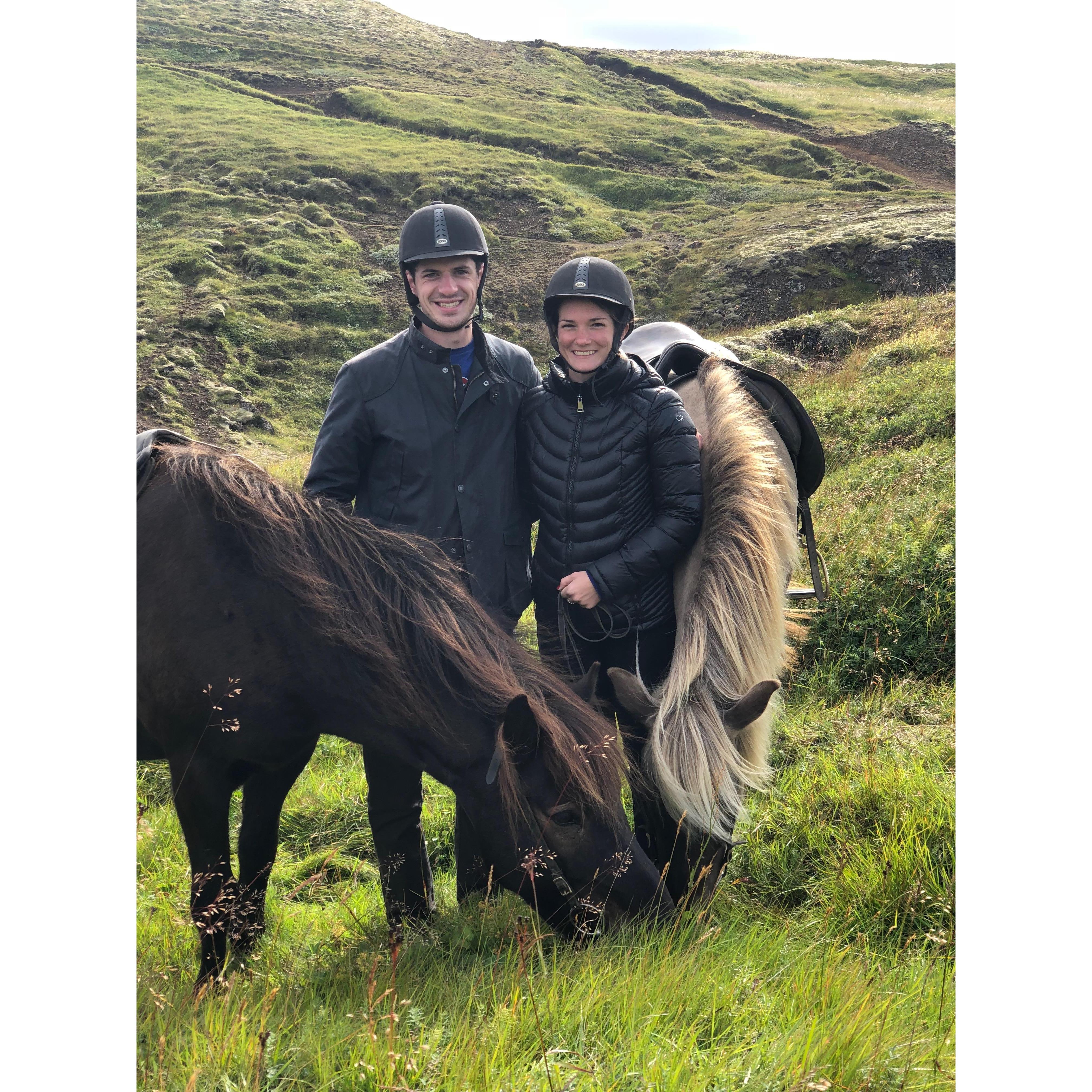 Riding horses in Iceland