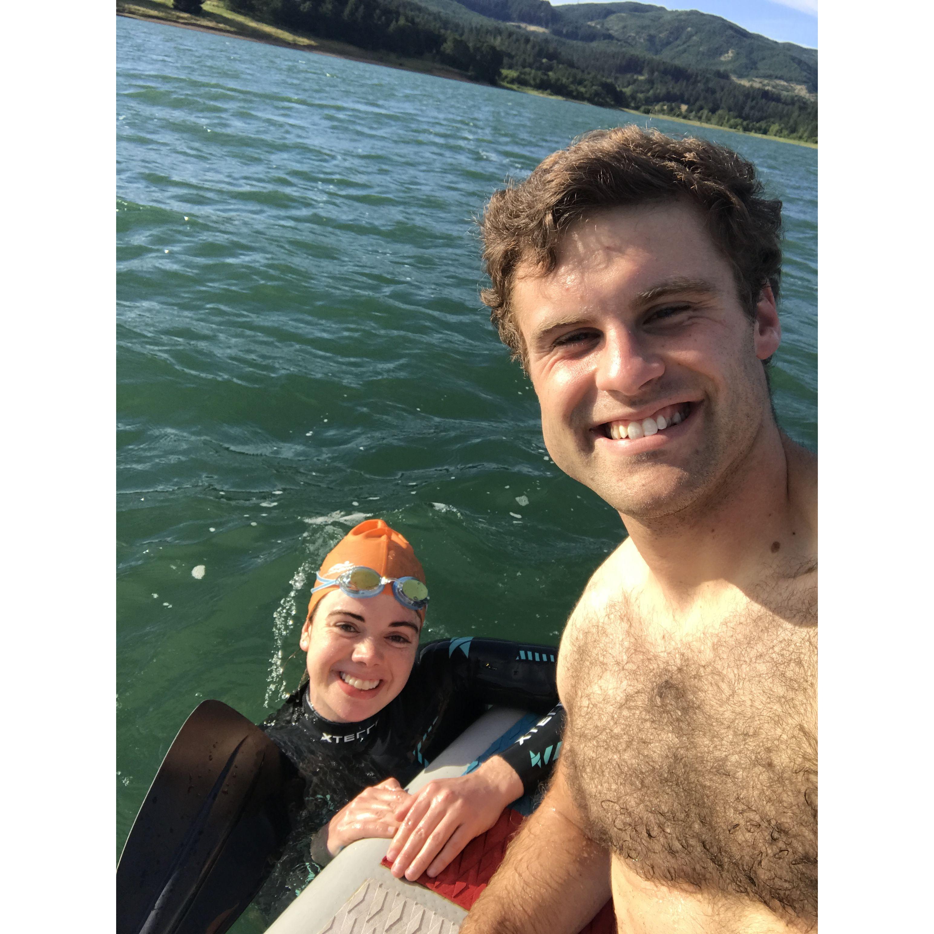 Oregon open water swimming with Davis spotting