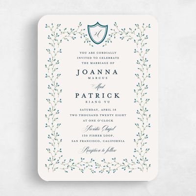 Beige Rounded Wedding Invitation - Ginevra Portrait