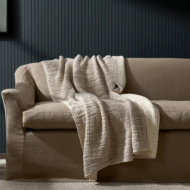 Organic Channel Gauze Throw (Natural and Ivory)