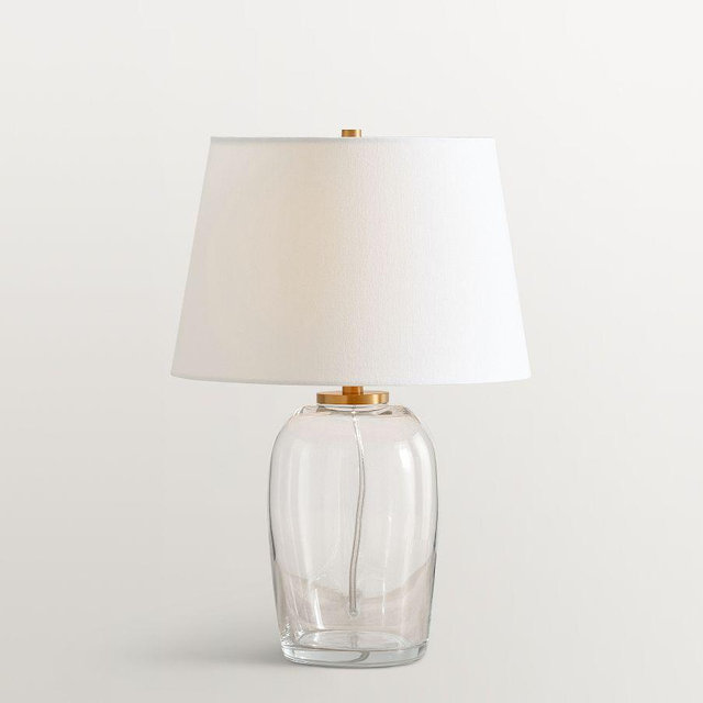 Carter Glass 18" Table Lamp, Linen Shade, Small