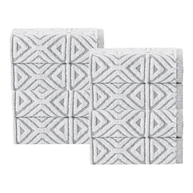 8pc Glamour Turkish Cotton Washcloth Set Silver - Enchante Home